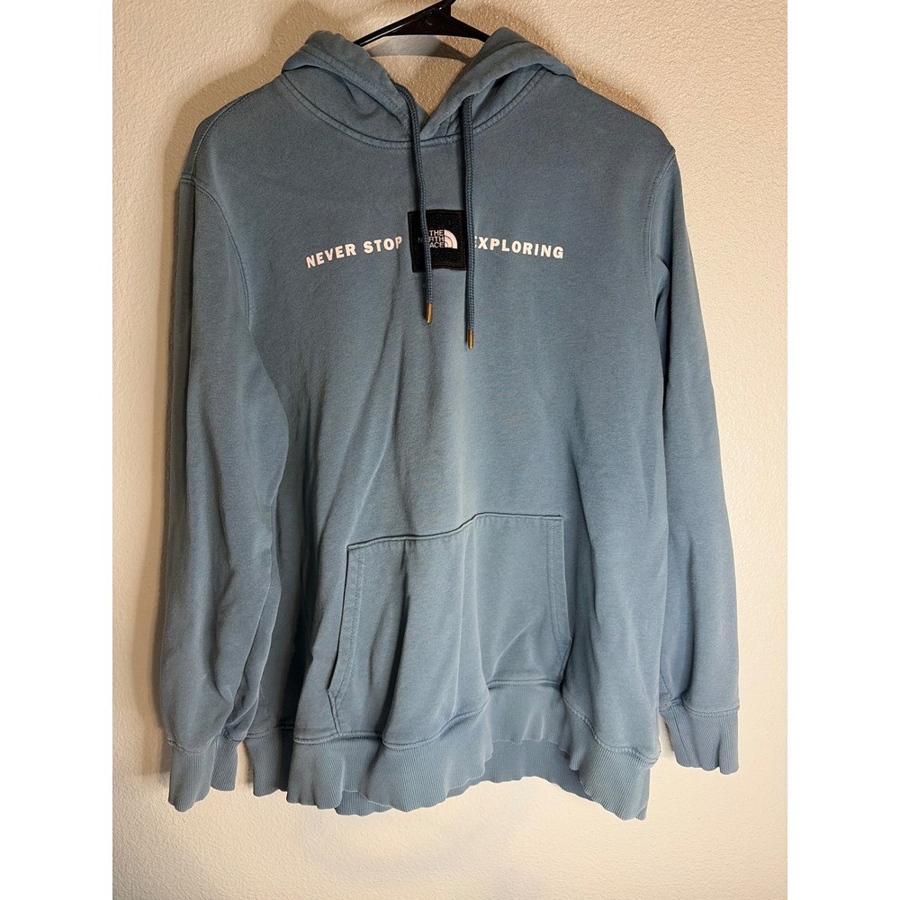 The North Face Womens XL Never Stop Exploring Hoodie Blue Box Logo Pullover